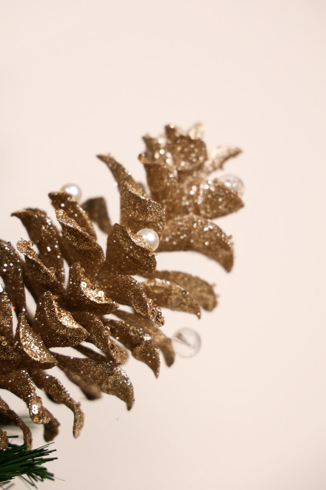 Beaded Christmas Pine Cone Spray