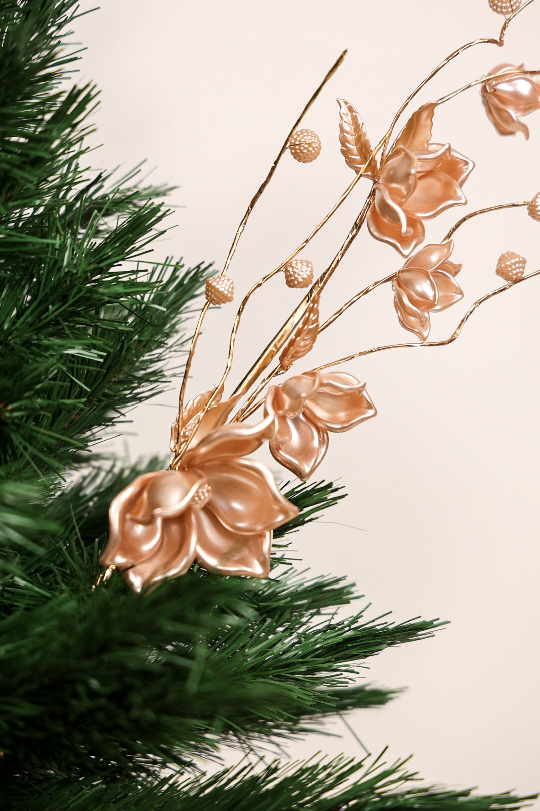 Rosegold Christmas beaded Flowers Spray