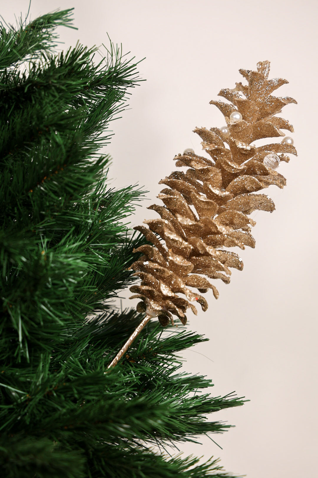 Beaded Pine Cone Spray Large