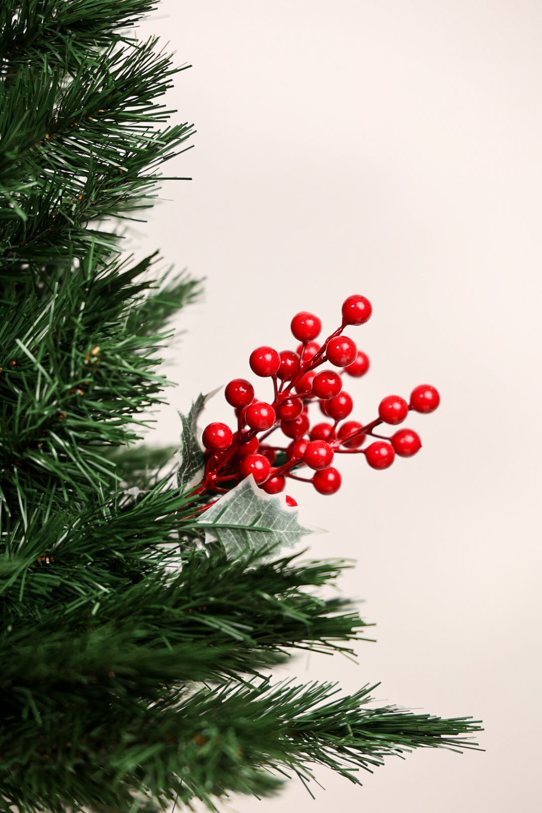 Berries Christmas Tree Pick frosted Leaves