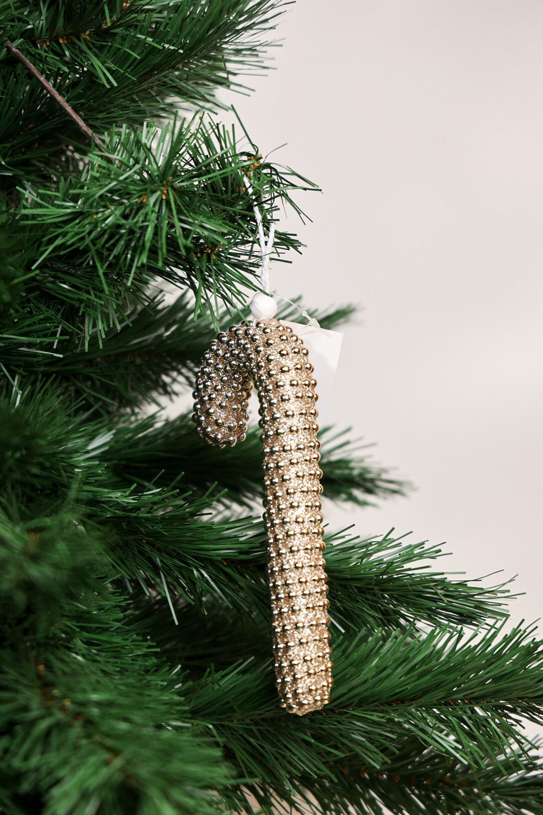 15cm Candy Cane Pearl Champagne Ornament