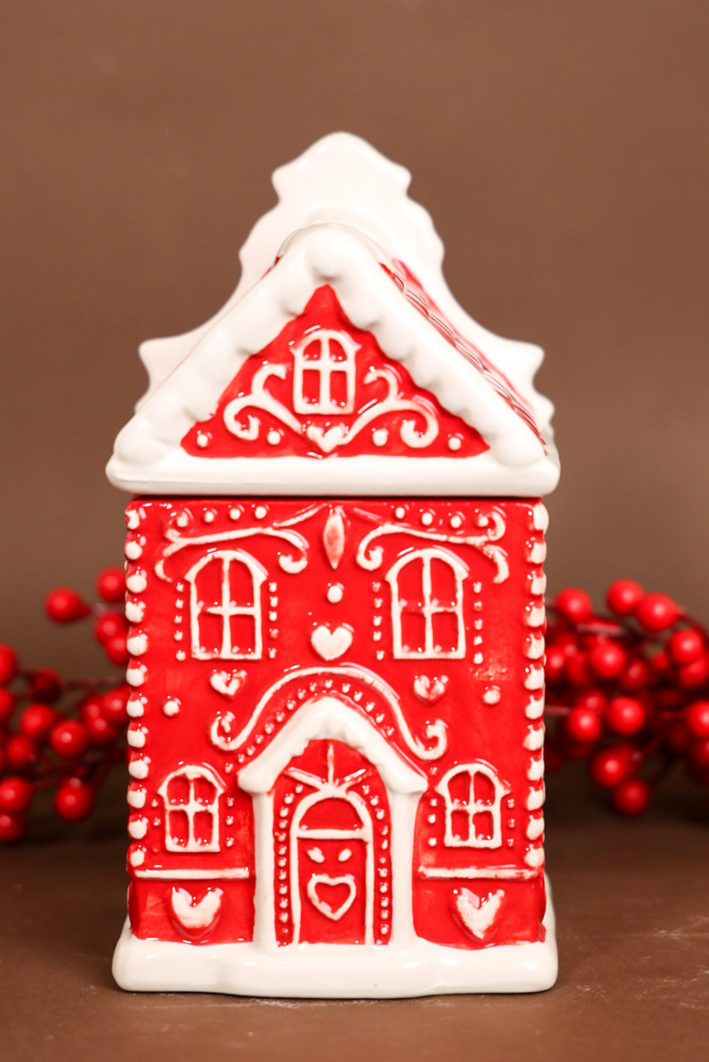 Red Gingerhouse Ceramic Jar
