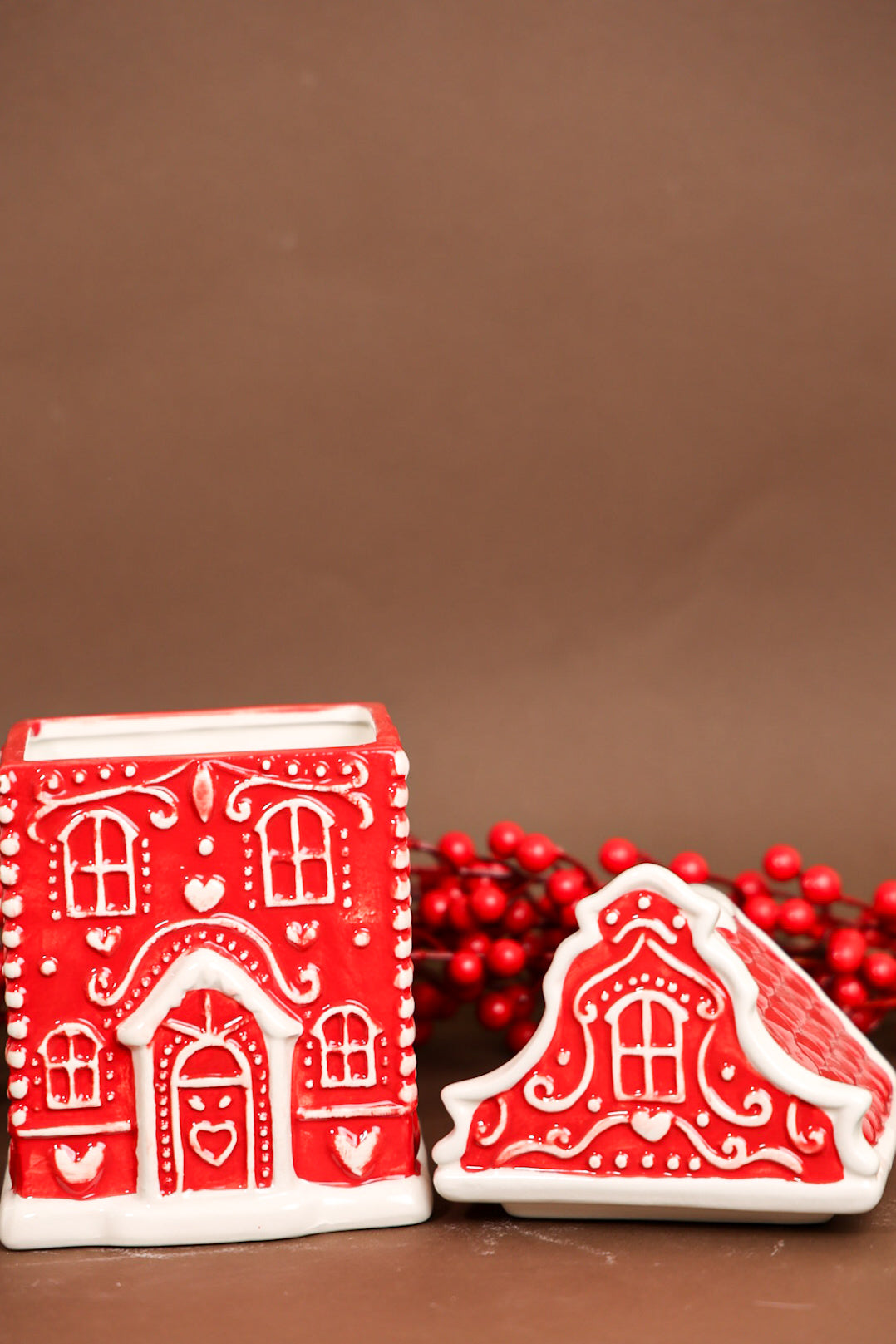 Red Gingerhouse Ceramic Jar