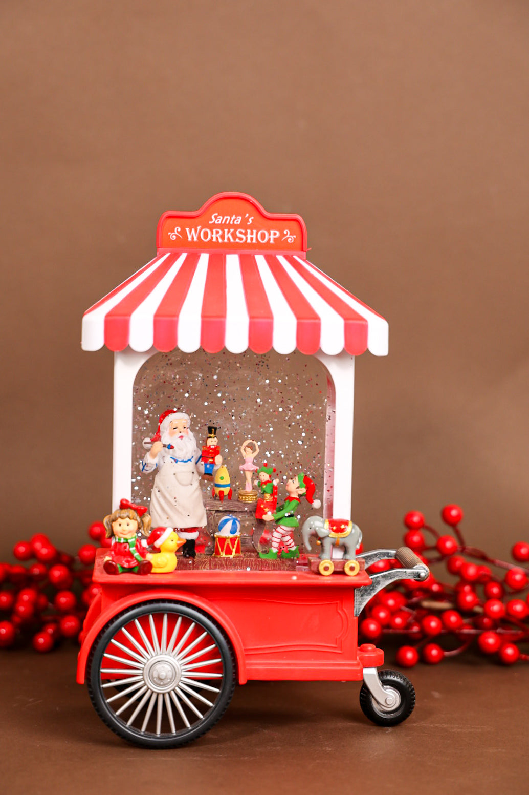 Santa Workshop on Street Cart Musical Water Lantern