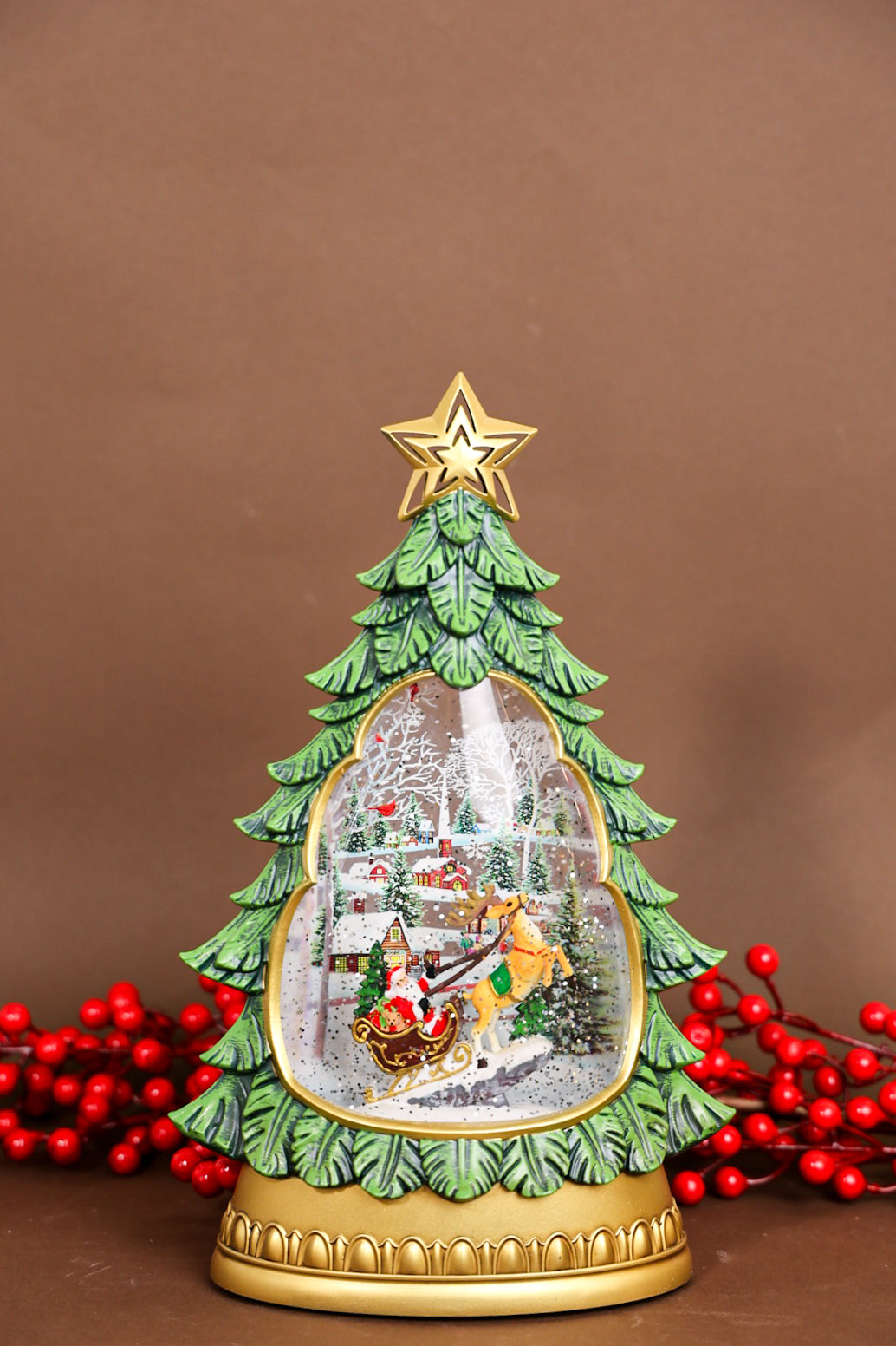 Santa Sleigh Scene Musical Water Lantern