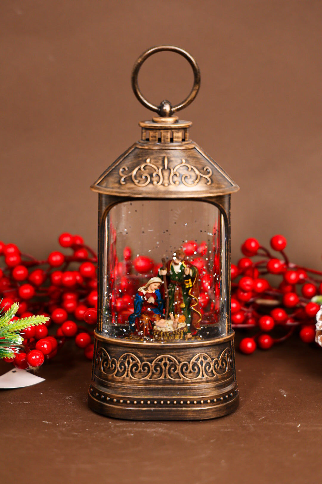 Holy Family Brown Musical Water Lantern
