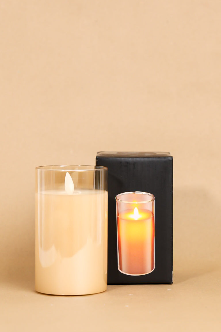 Glass Battery Champagne Candle
