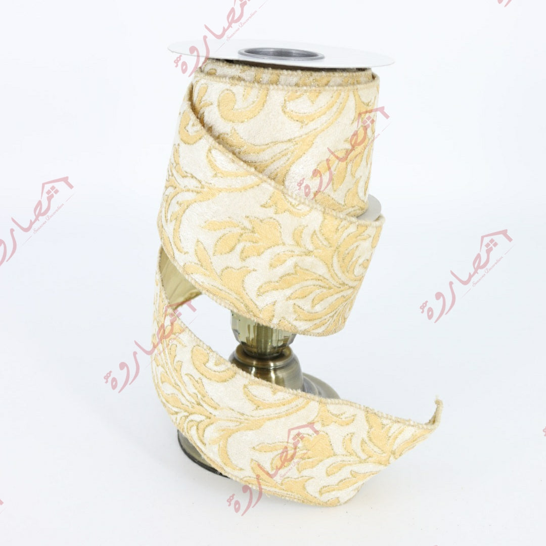 Cream Acanthus Glitter Ribbon
