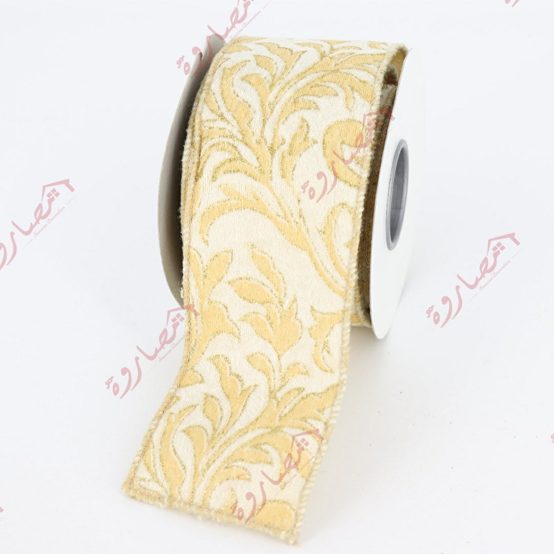 Cream Acanthus Glitter Ribbon
