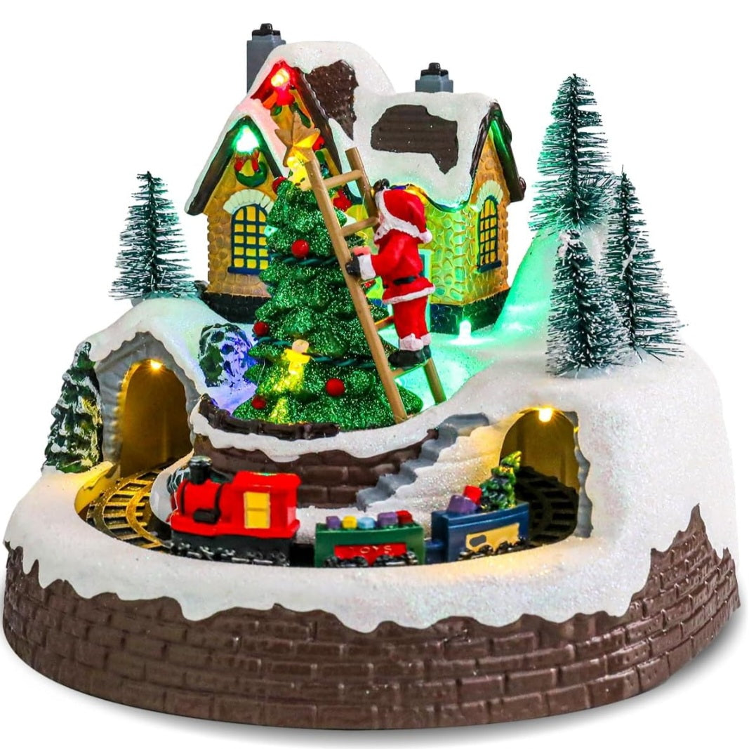 music rotating train decoration Santa Claus music box