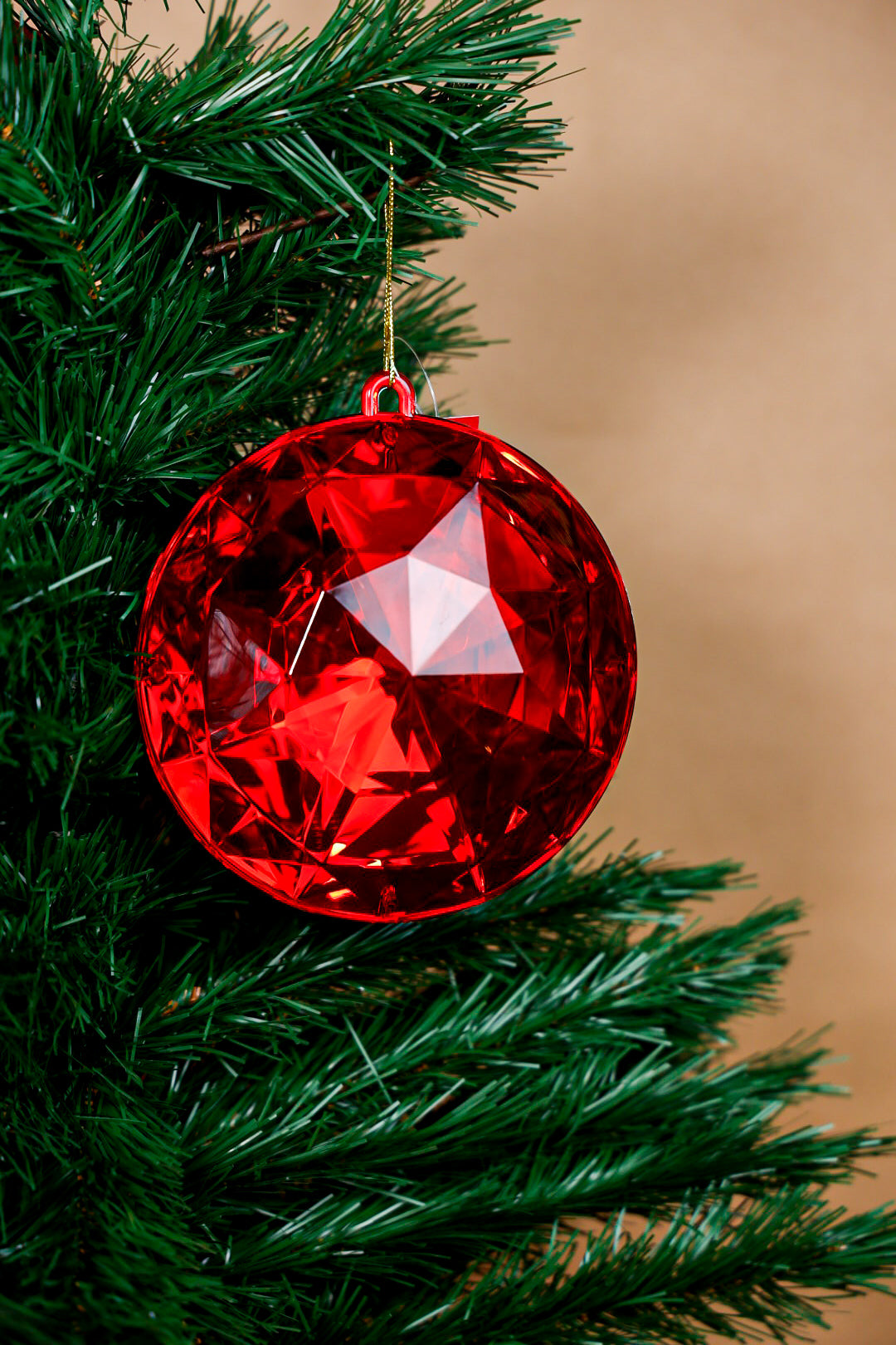 Acrylic Circle Jewel Ornament Gem Red