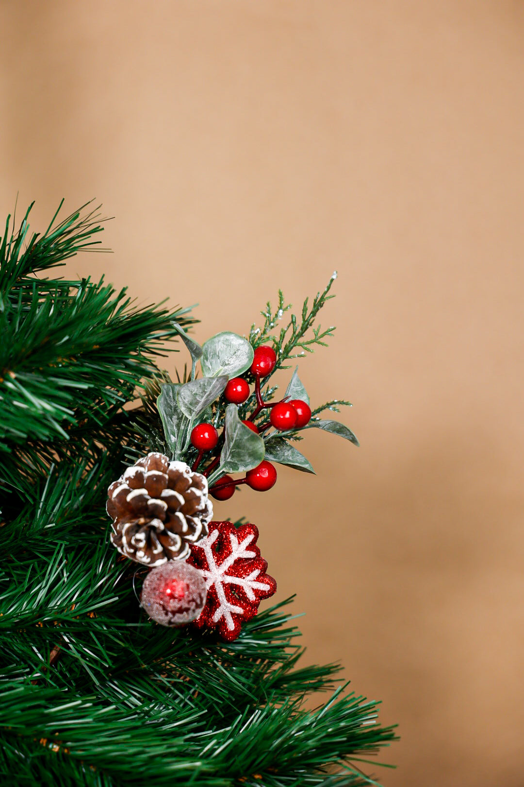 Berries With Greenery Snowflake Tree Pick
