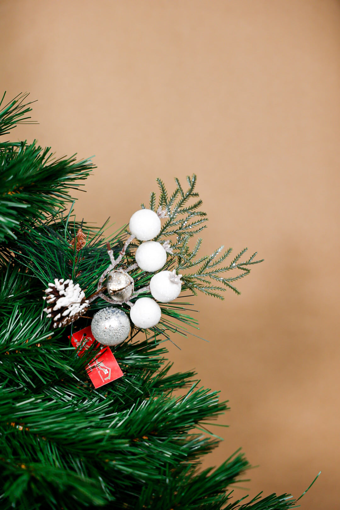 White Berries With Greenery Tree Pick