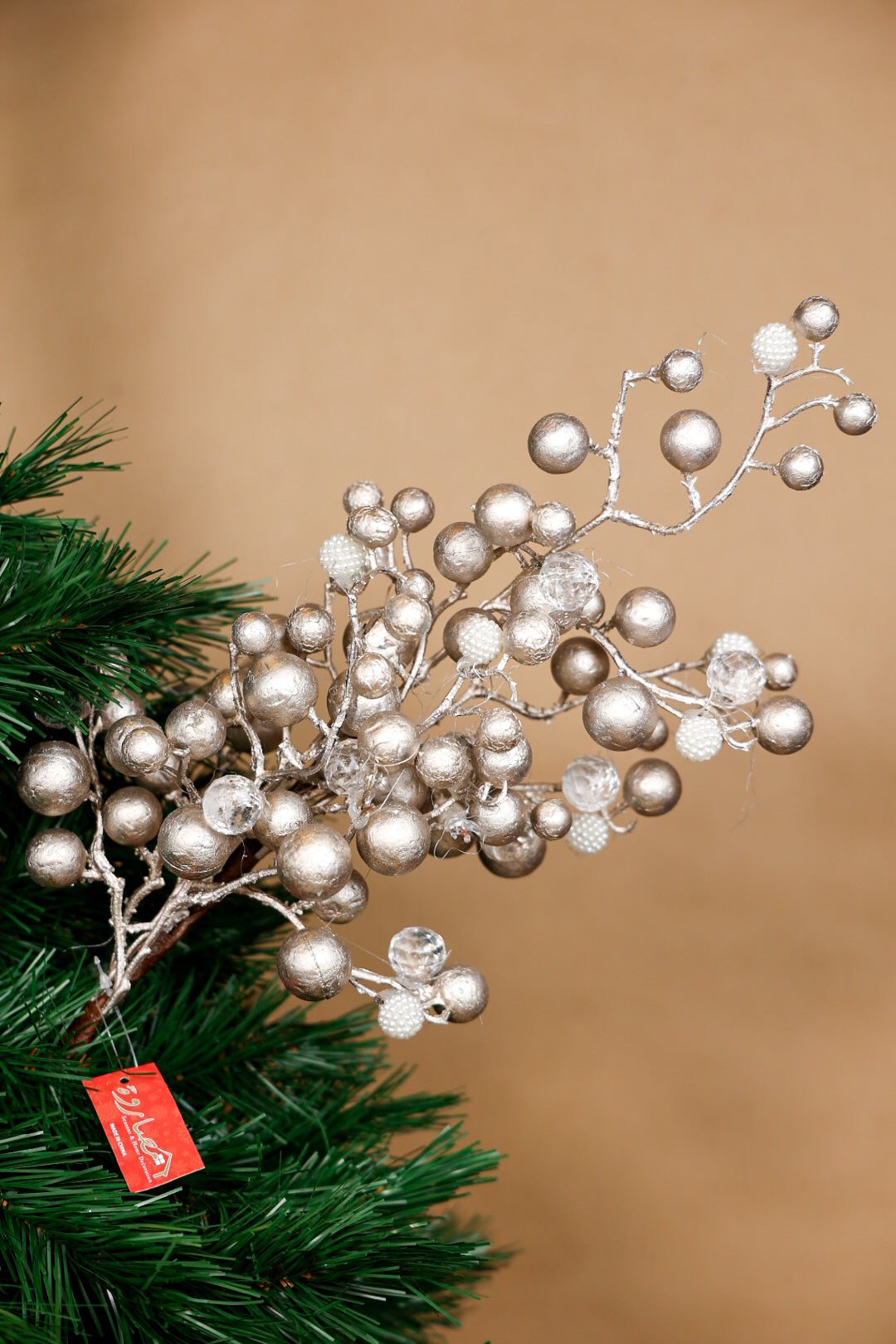 Champagne Berries With Beads Tree Spray