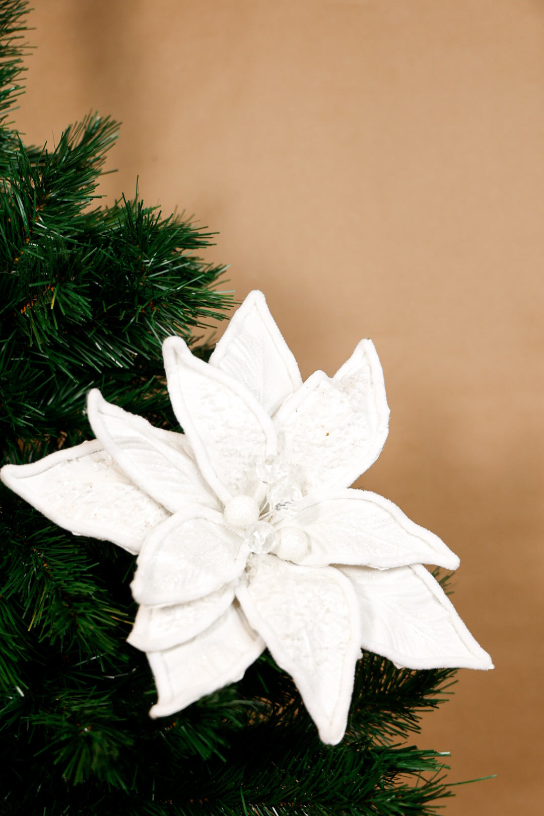 White Christmas Tree beaded Flower