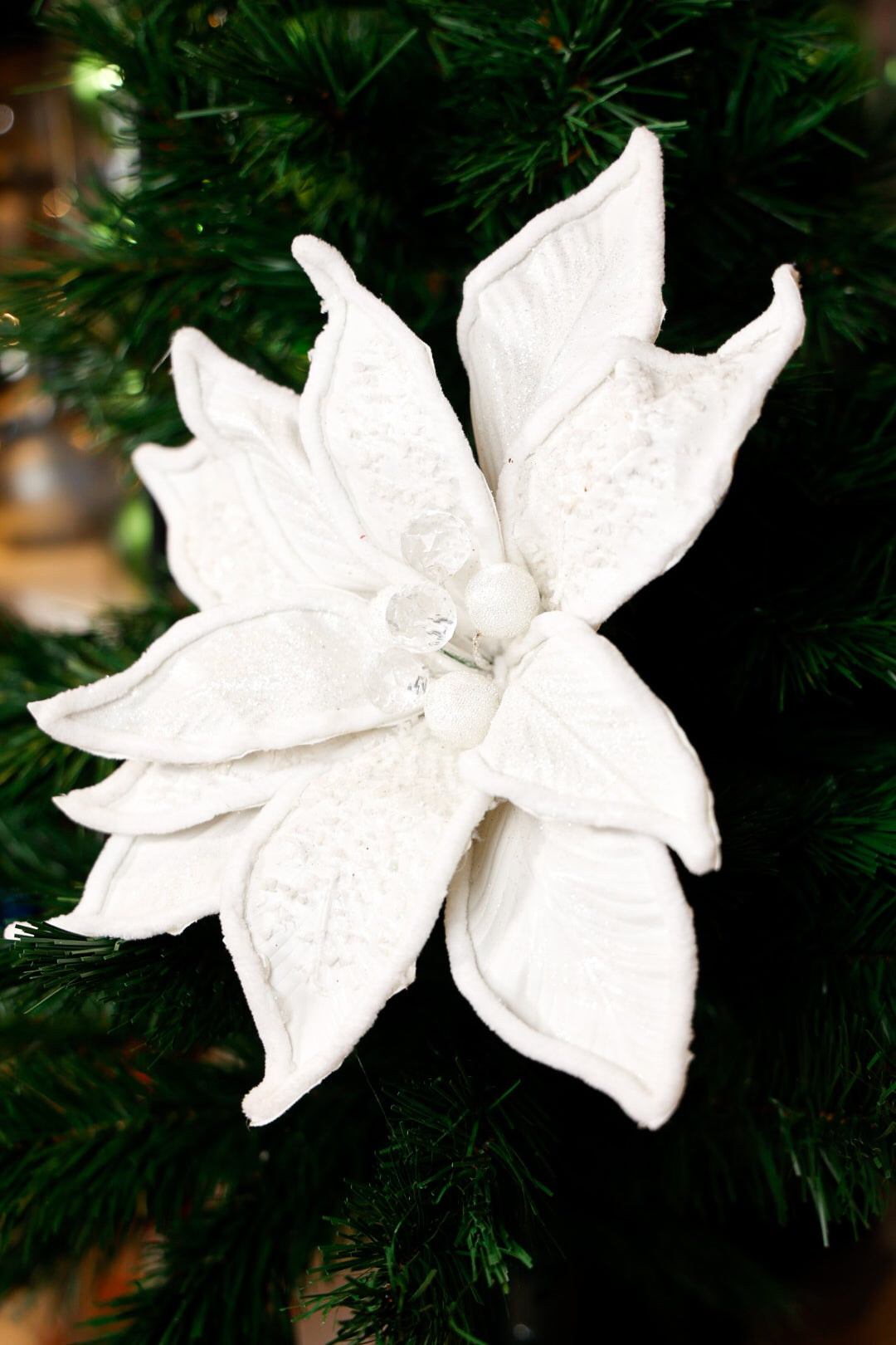 White Christmas Tree beaded Flower