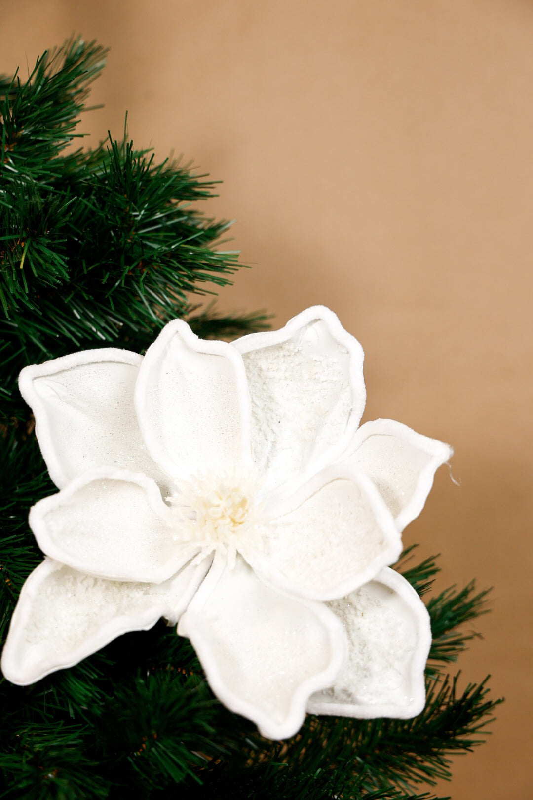 White Christmas Magnolia beaded Flower