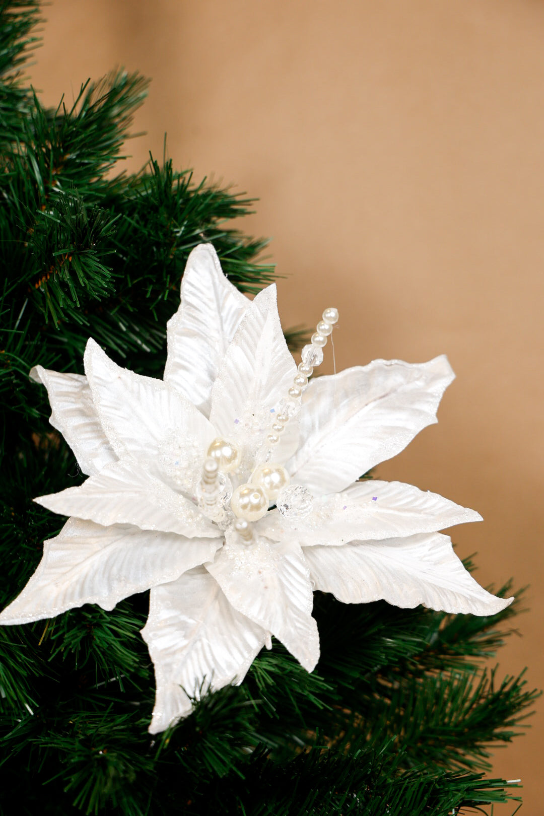 White Christmas beaded Flower