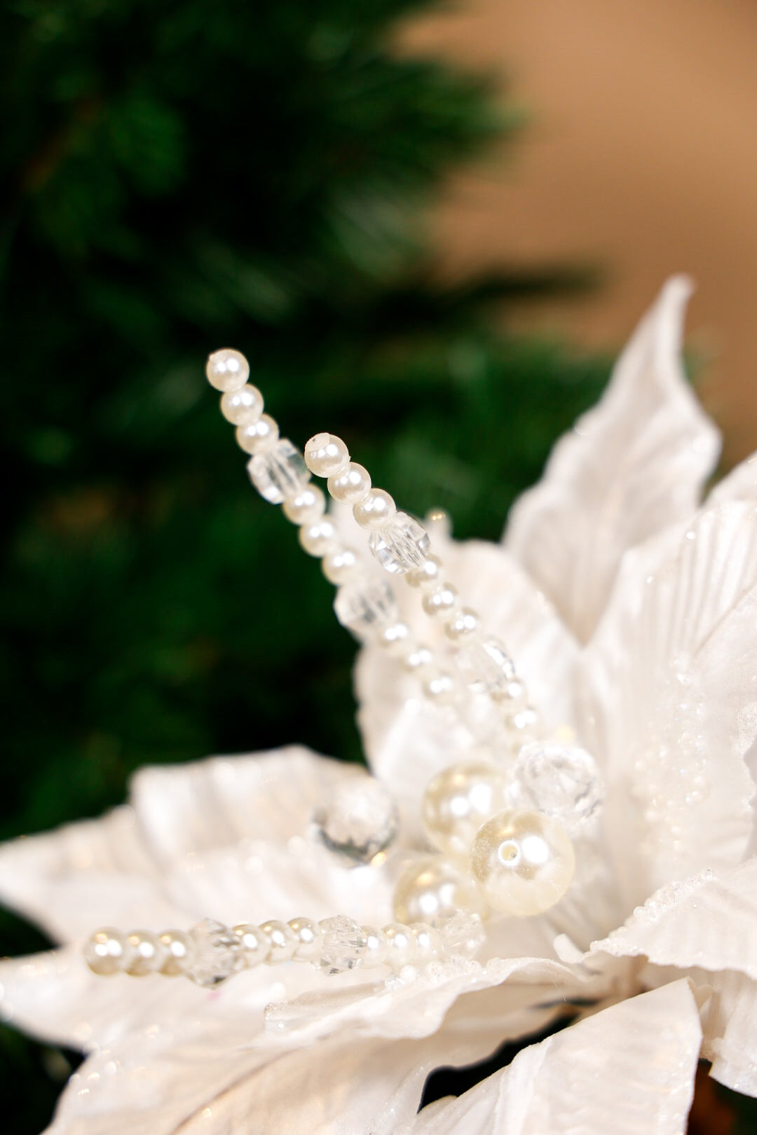 White Christmas beaded Flower