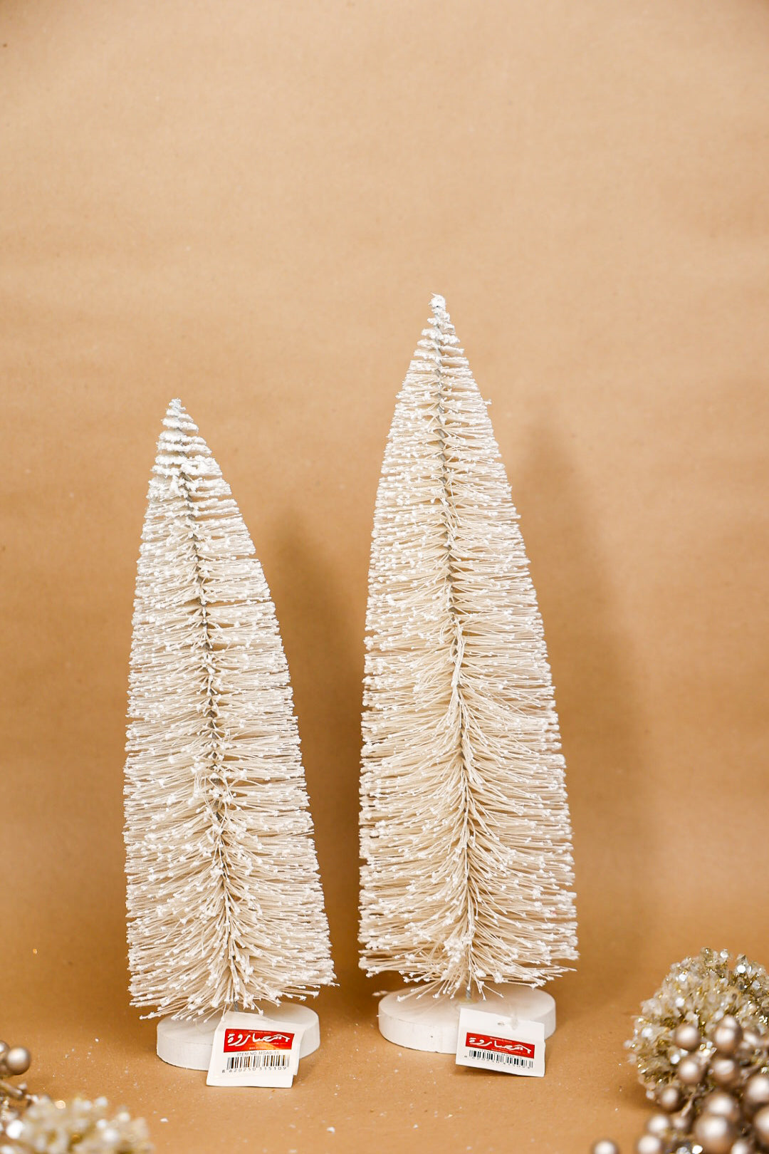 White Glitter Tree Cones