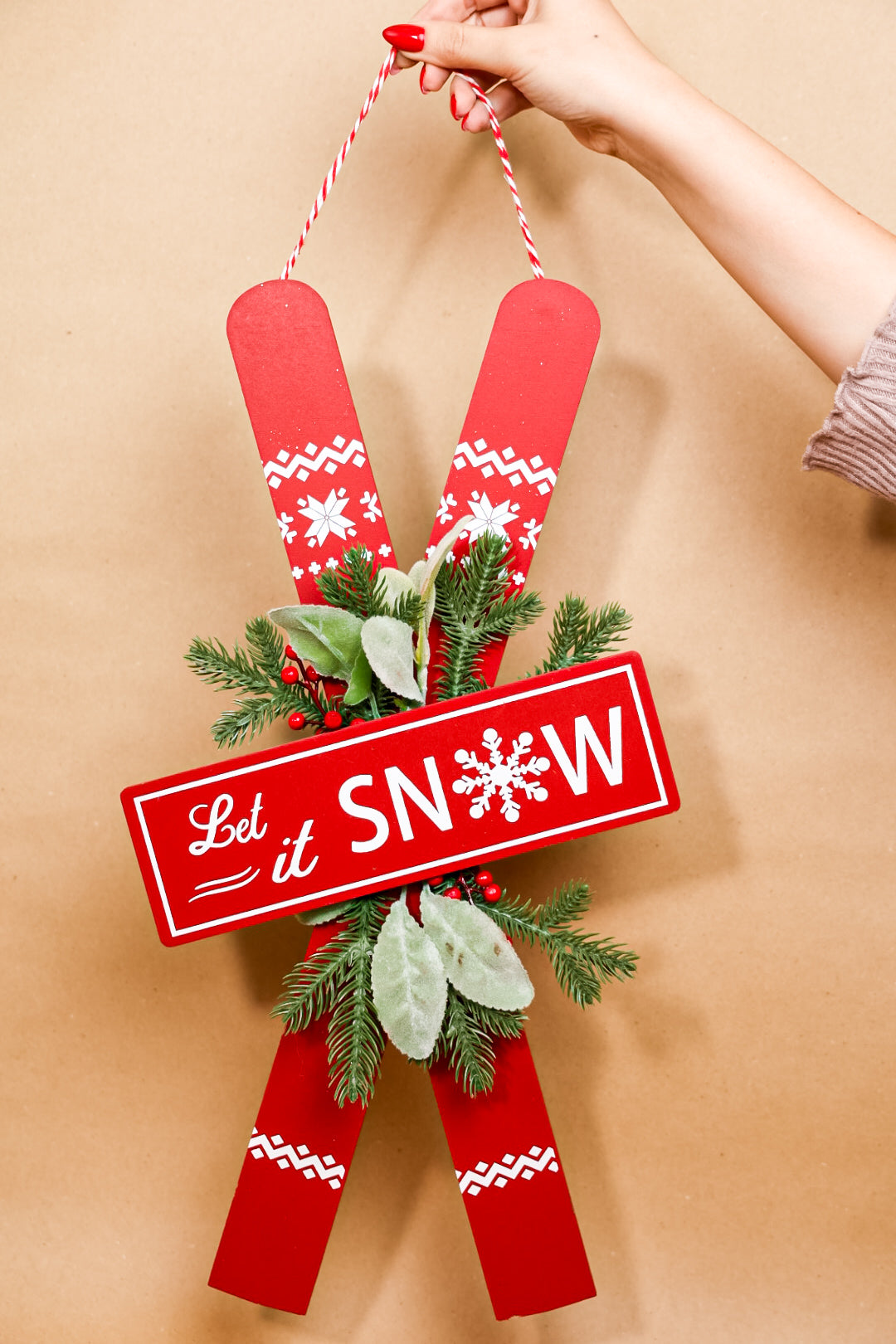 Let It Snow Wooden Hanging Skateboard