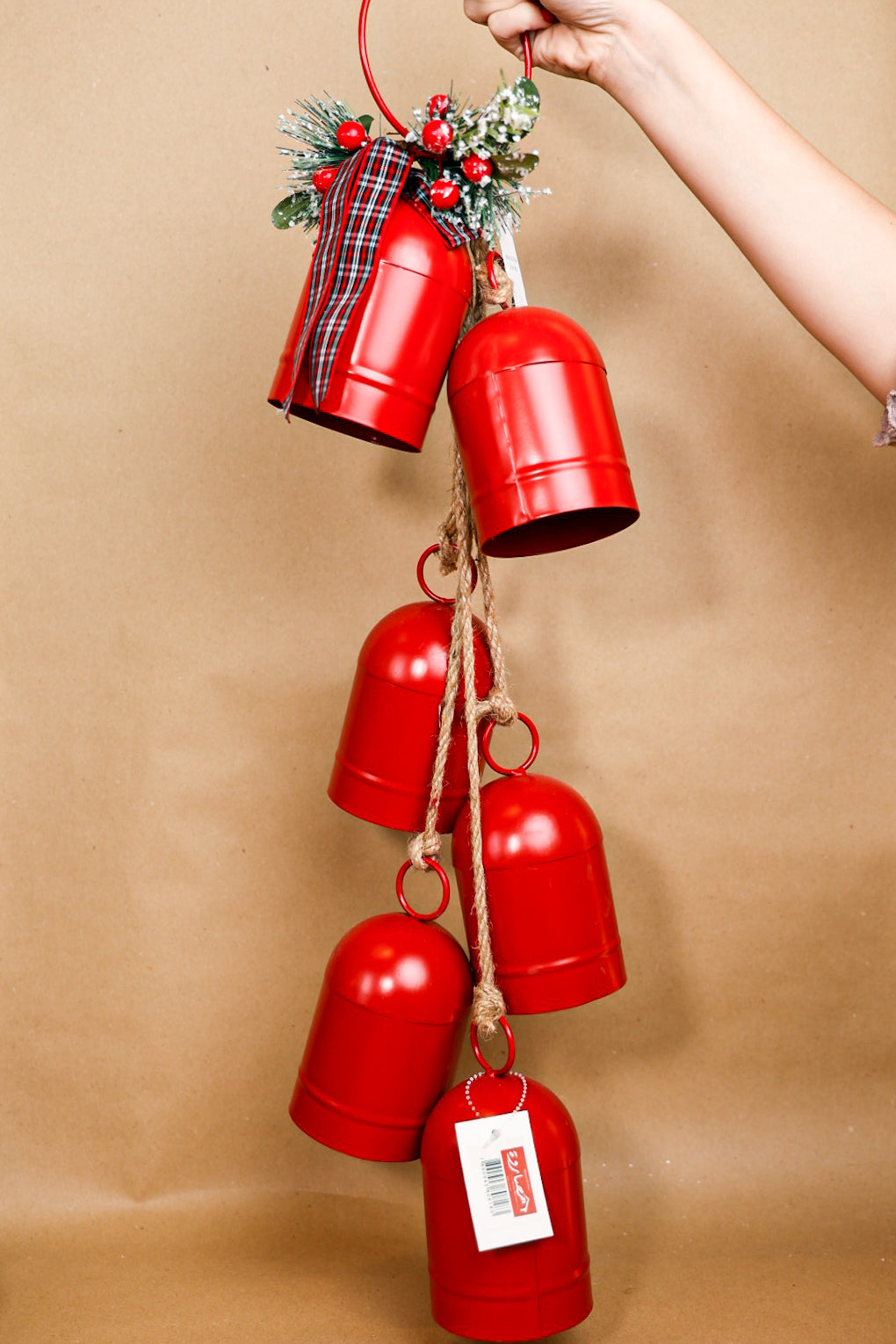 Hanging Christmas Red Metal Bells