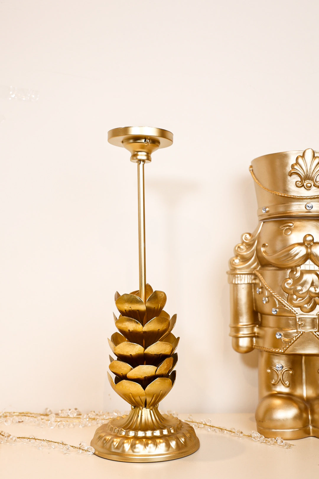 Metal Gold Pine Candle Holder