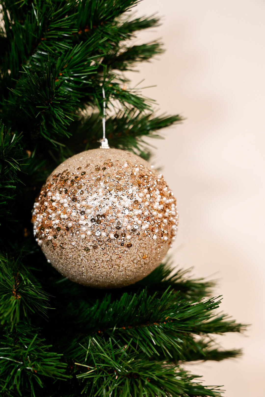 15cm Champagne Beaded Ball