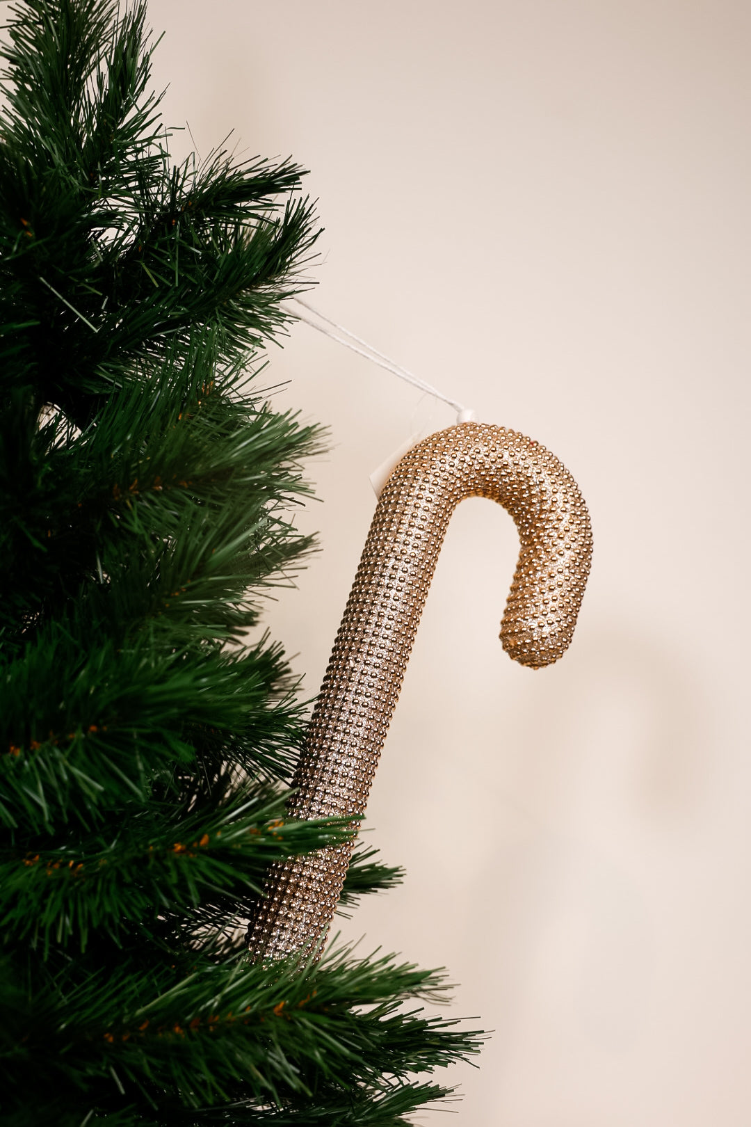 35cm Candy Cane Pearl Champagne Ornament