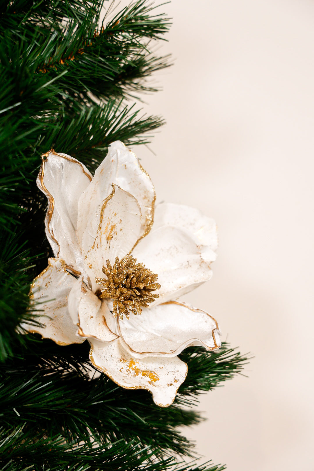 White/Gold Magnolia Flower