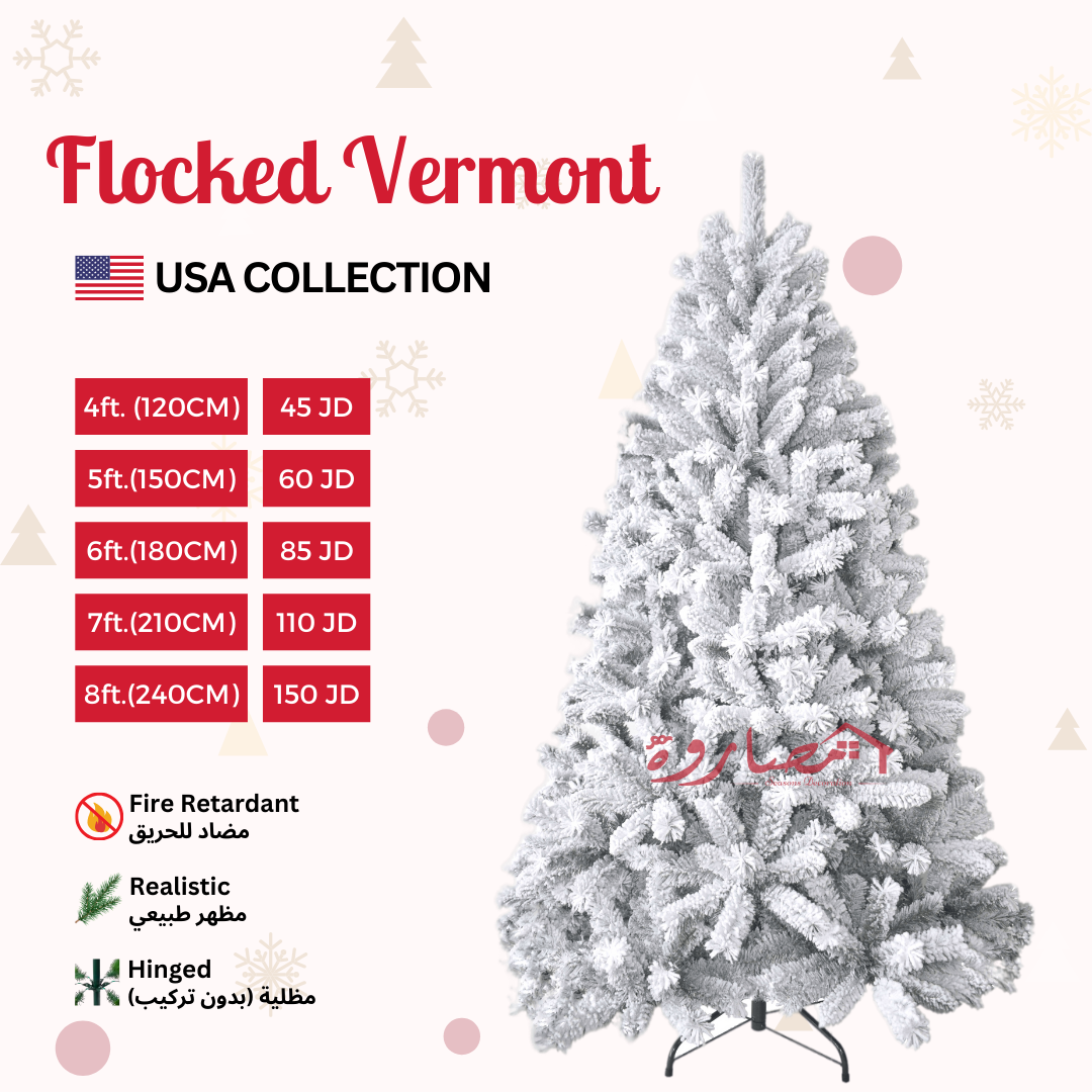 6ft 180CM Flocked Vermont Christmas Tree