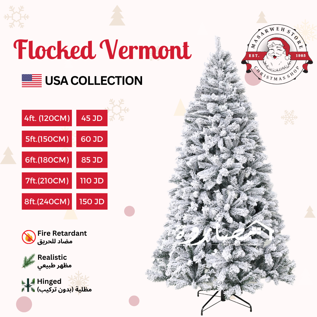 4ft 120CM Flocked Vermont Christmas Tree