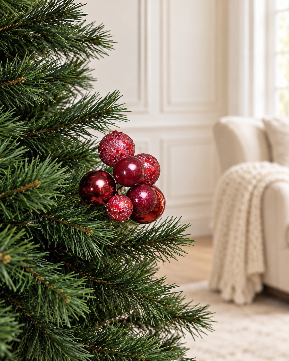 Burgundy Mini Balls Tree Pick
