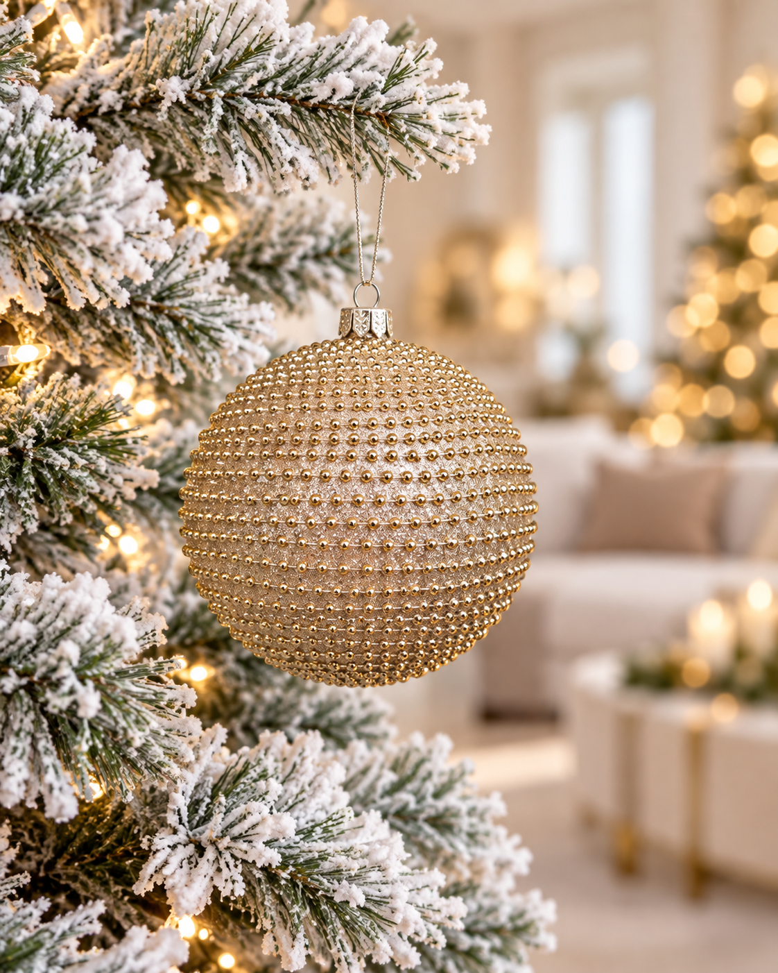 15cm Pearls Champagne Christmas Ball