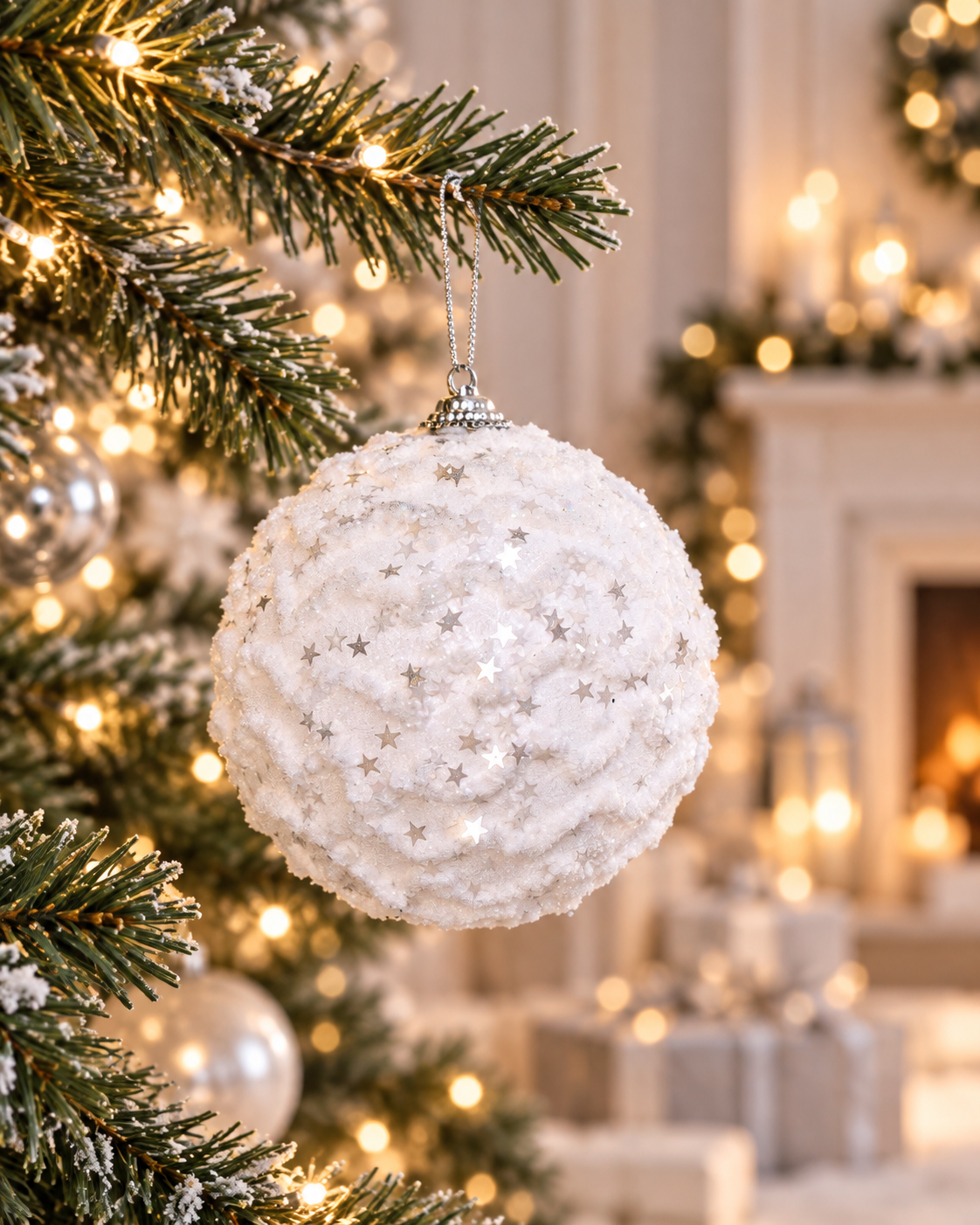 12CM White Christmas Ball