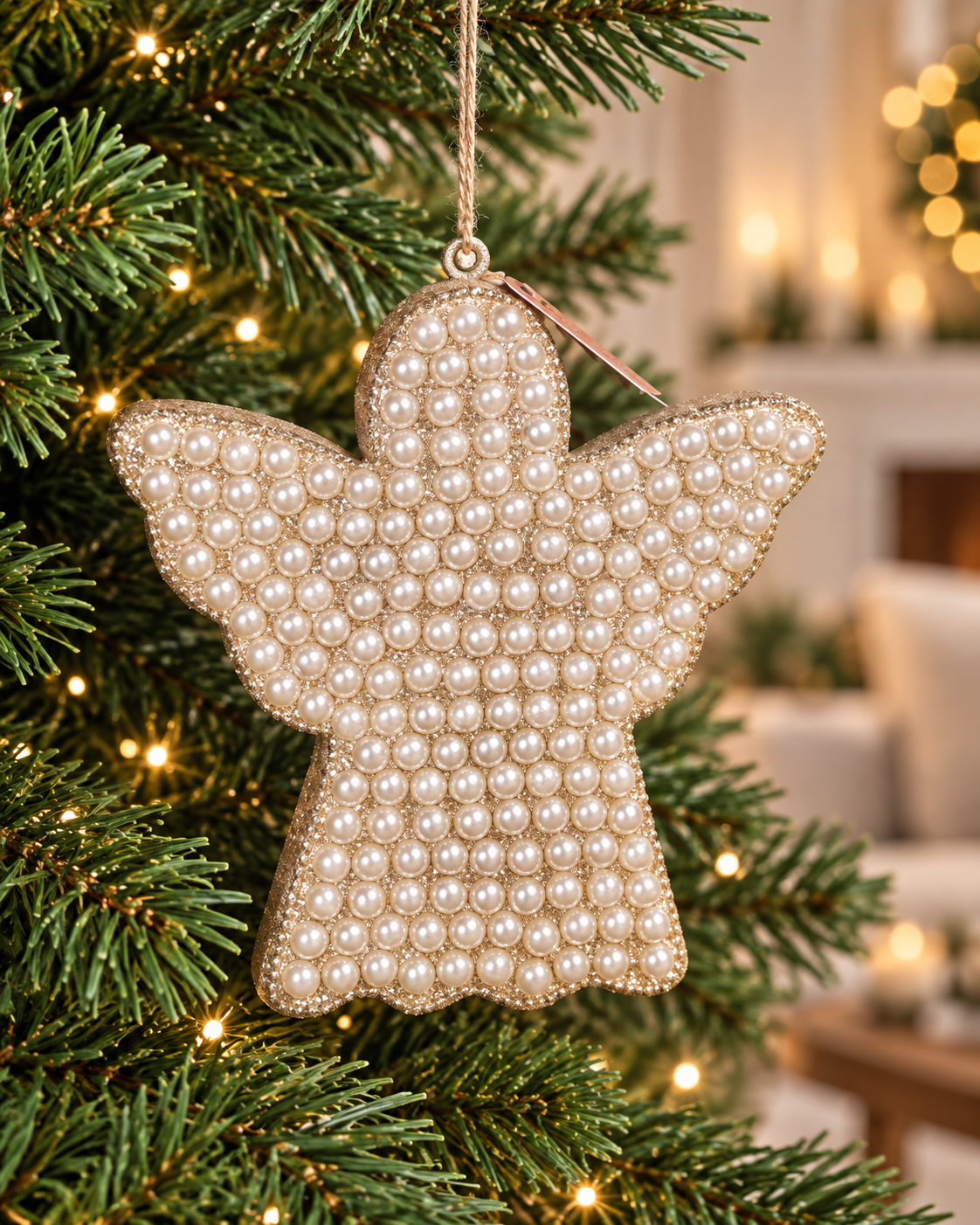 Wood with Pearls Christmas Angel