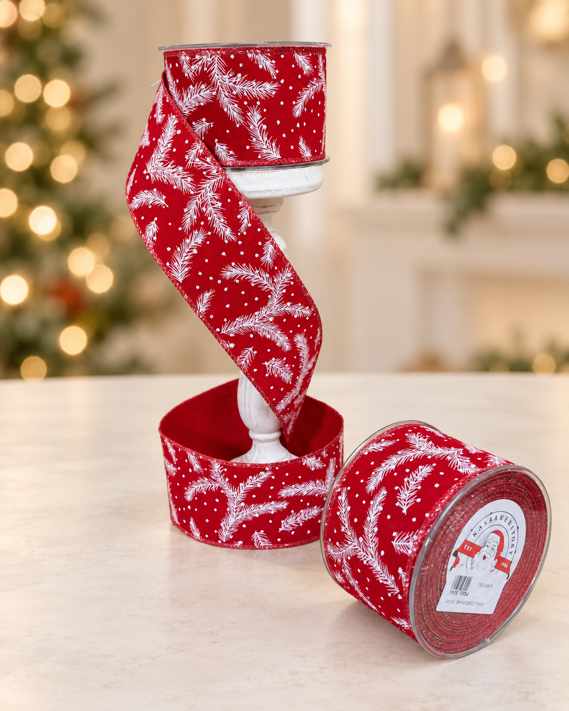 Red White Leafs Ribbon