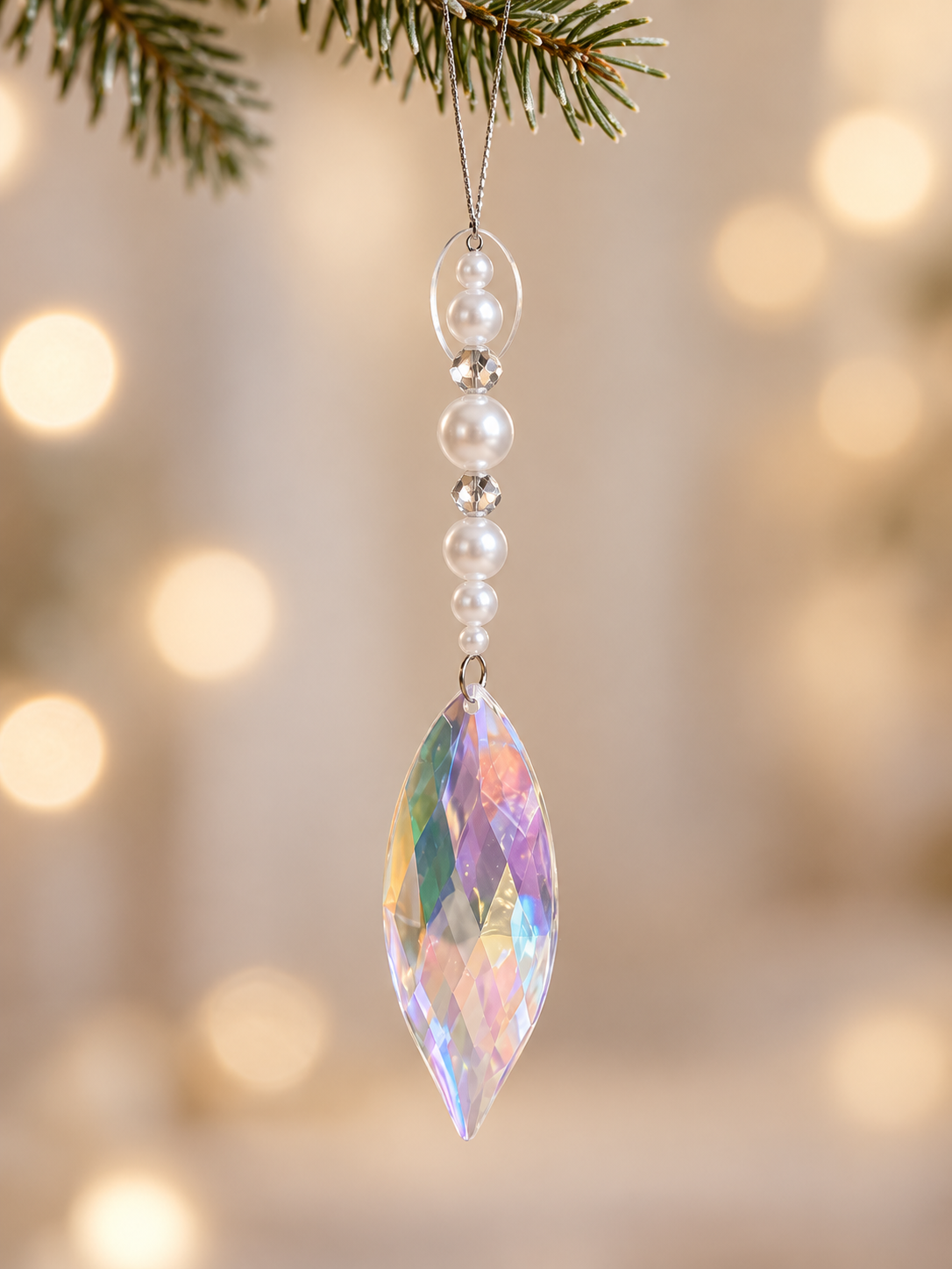 Final With Pearl Iridescent Crystal Ornament