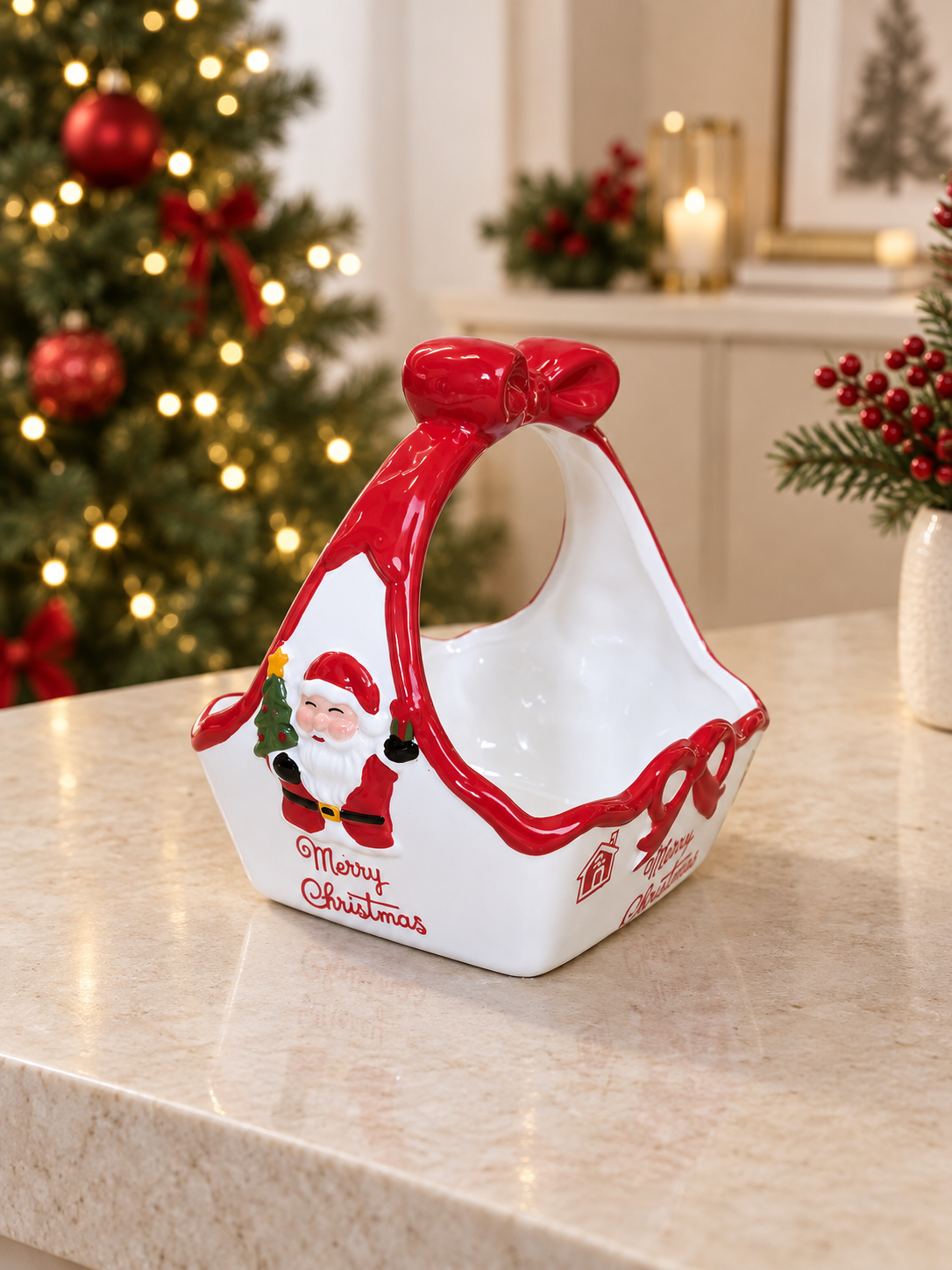Chirstmas Basket Ceramic