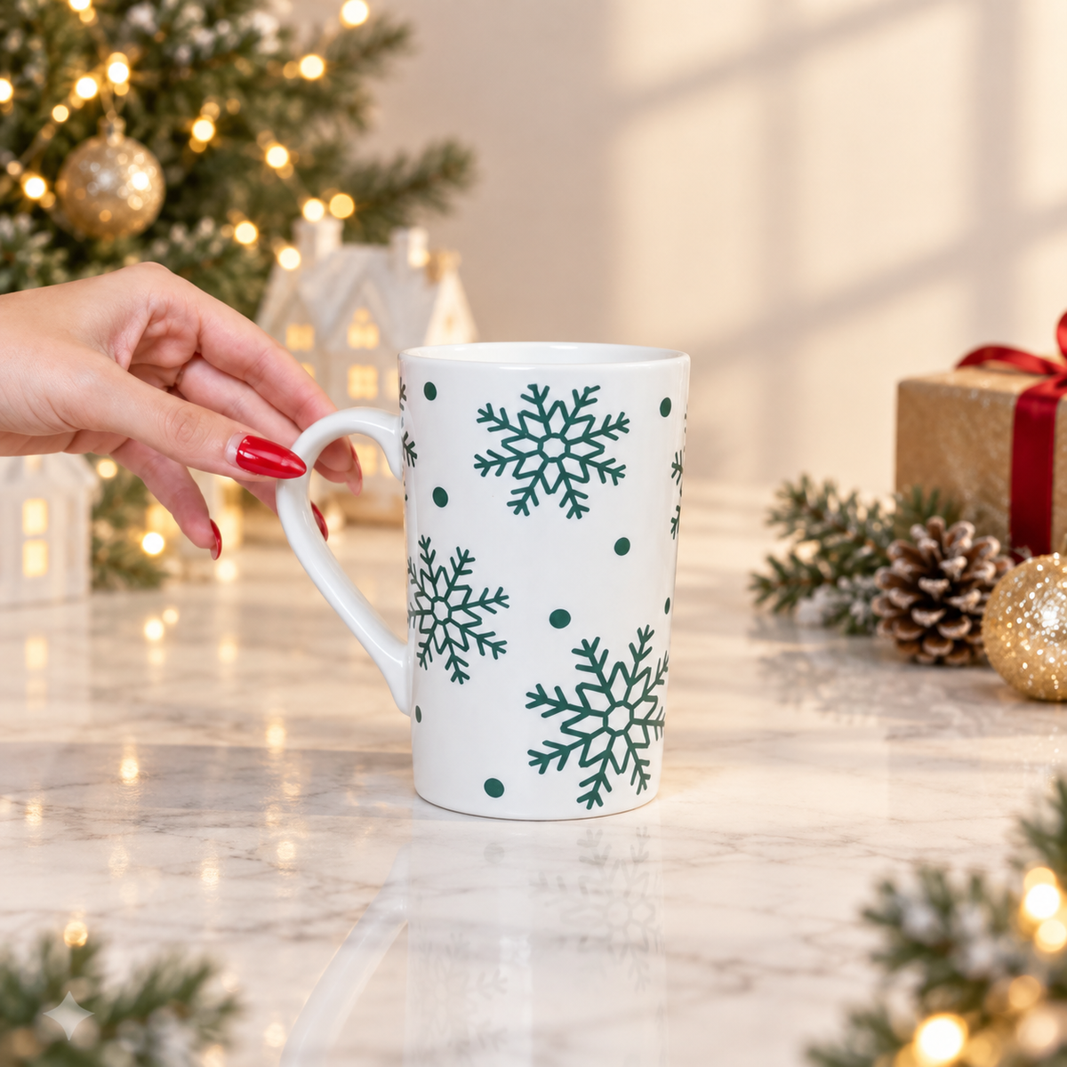 Green Snowflakes Mug