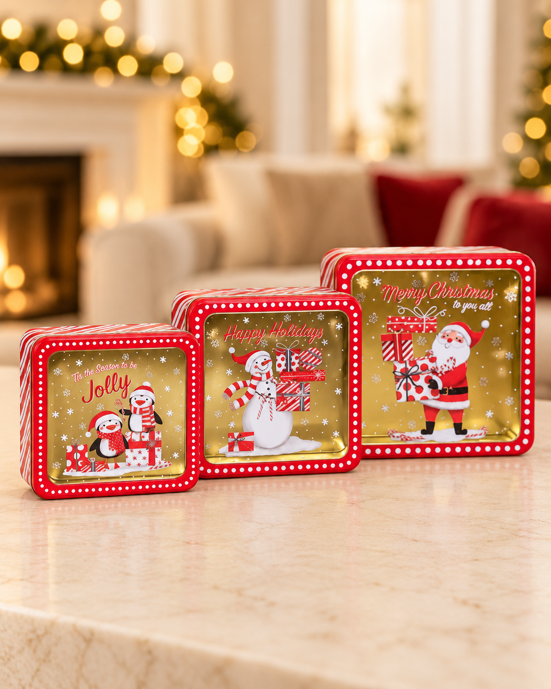 3 PCS Metal Christmas Gift Boxes Set