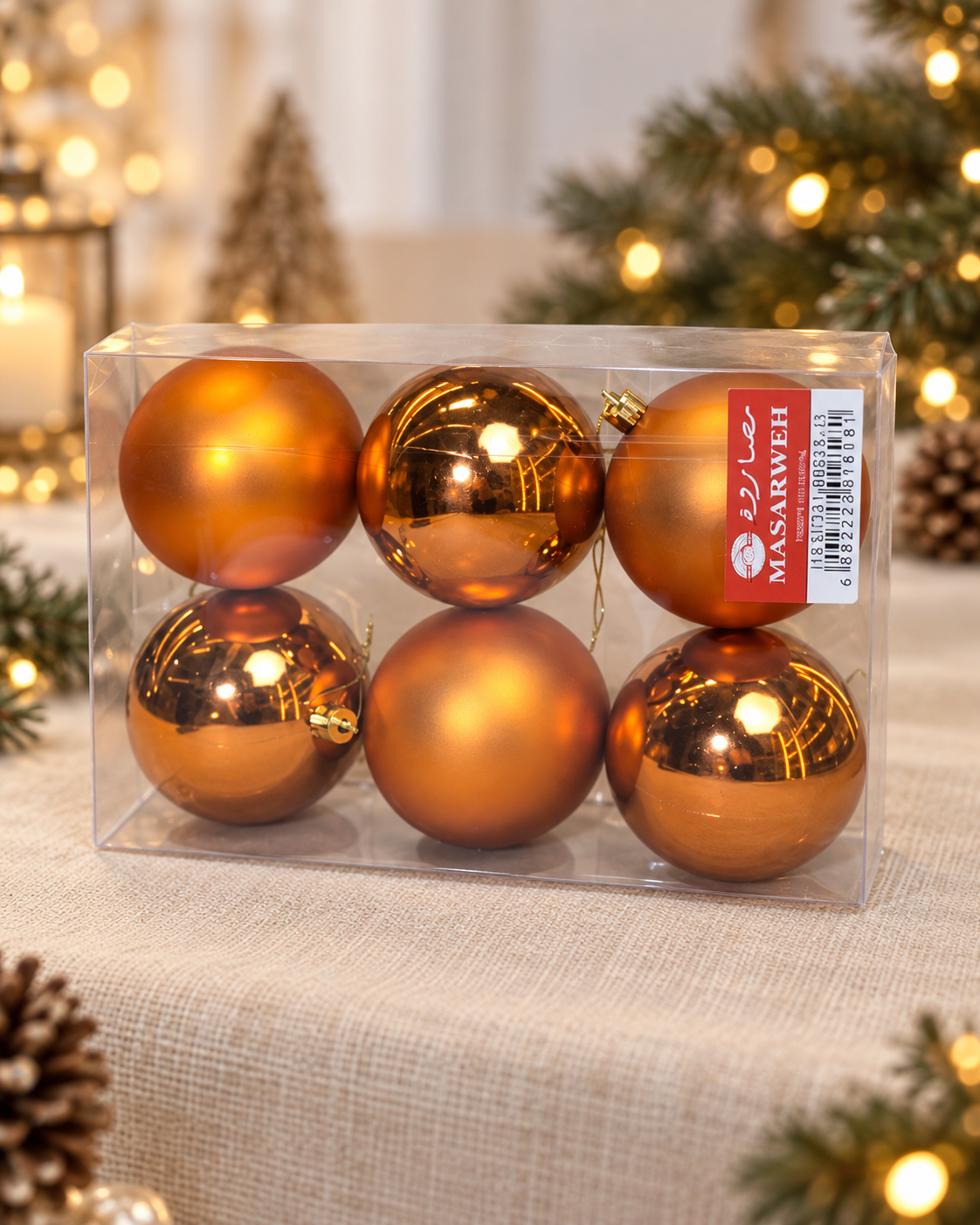 Burnt Orange Amber Copper Plastic Balls Box