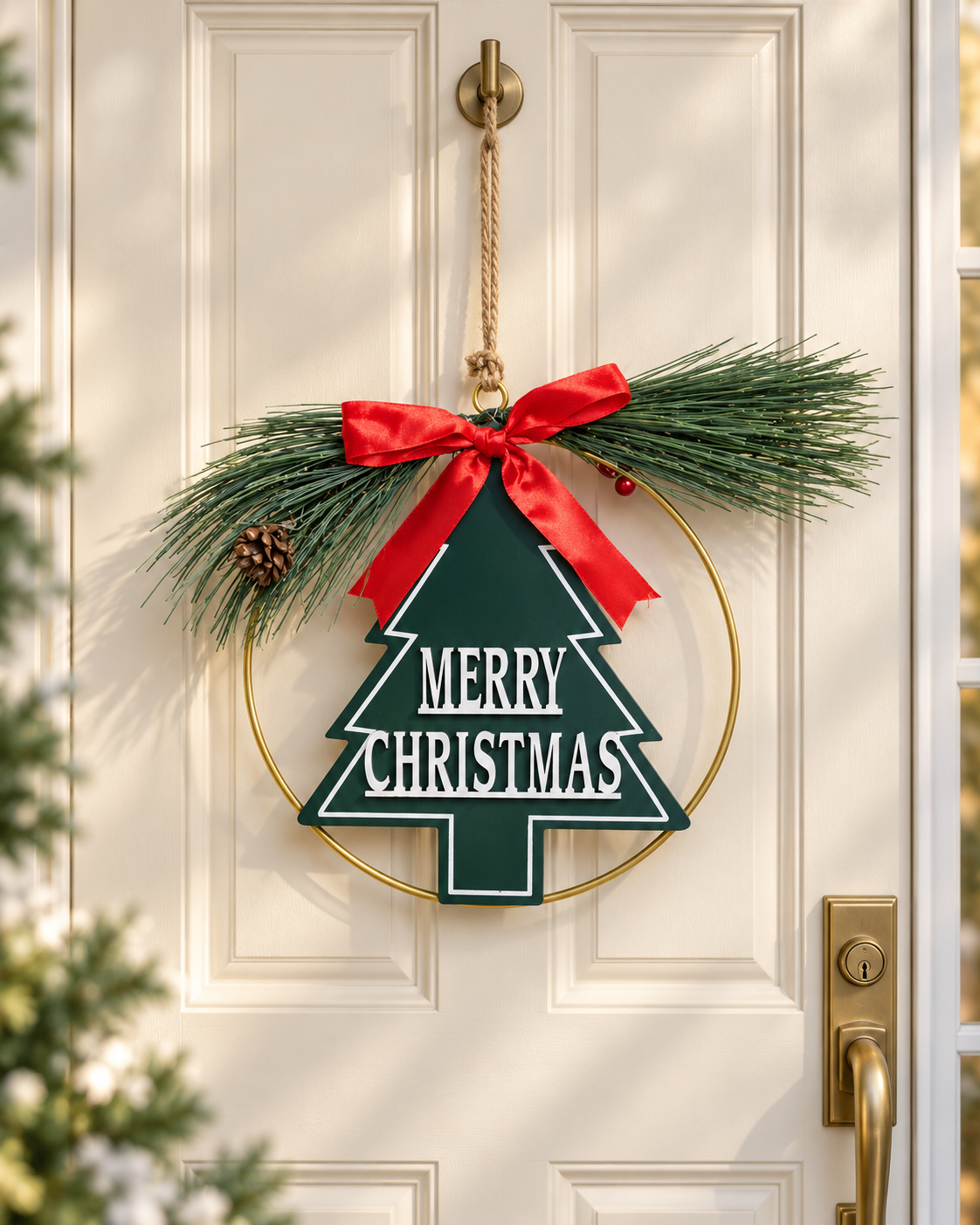 Wooden Wreath Door Hanging