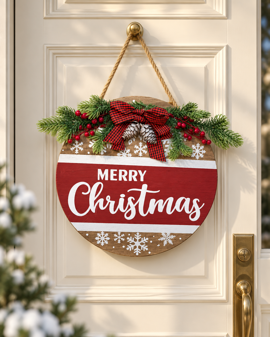 Wooden Wreath Door Hanging
