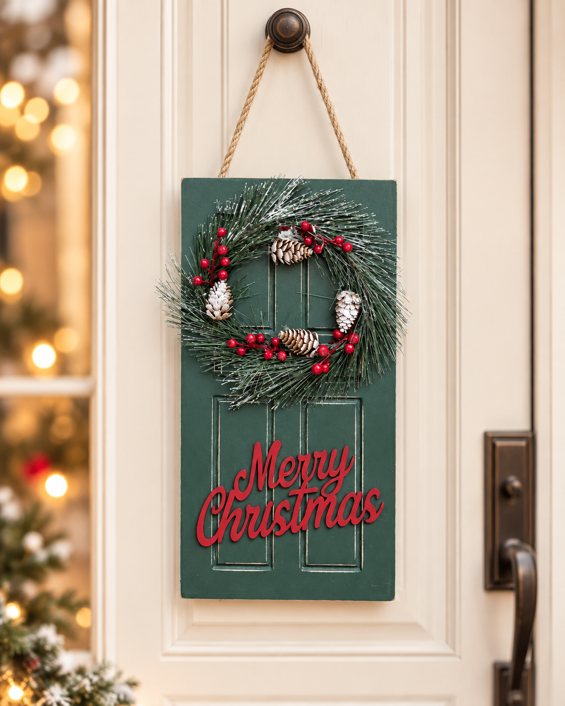 Wooden Door Hanging Wreath
