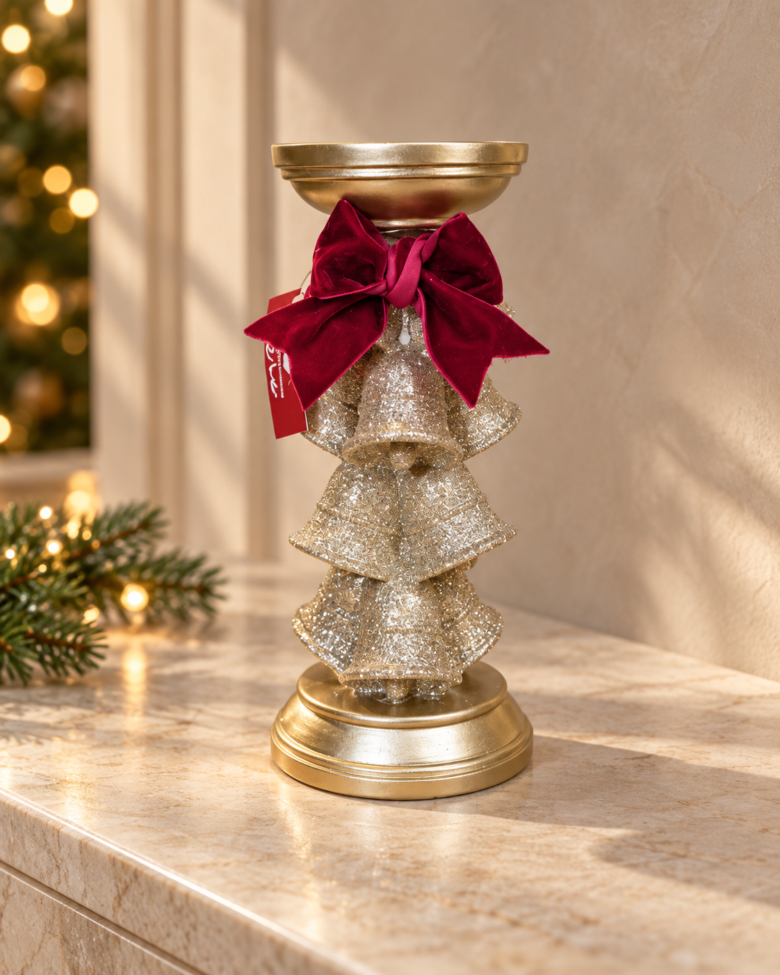 Jingle Bells Candle Holder Polyresin Gift