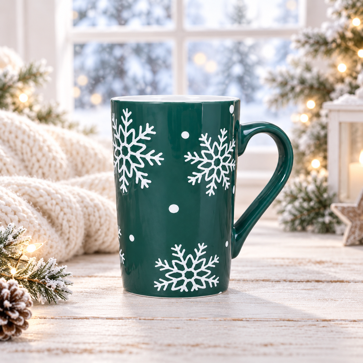 Green Snowflake Mug