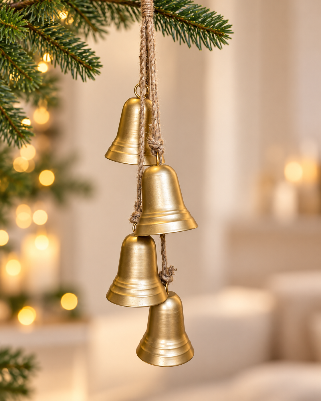 Hanging Christmas Gold Metal Bells