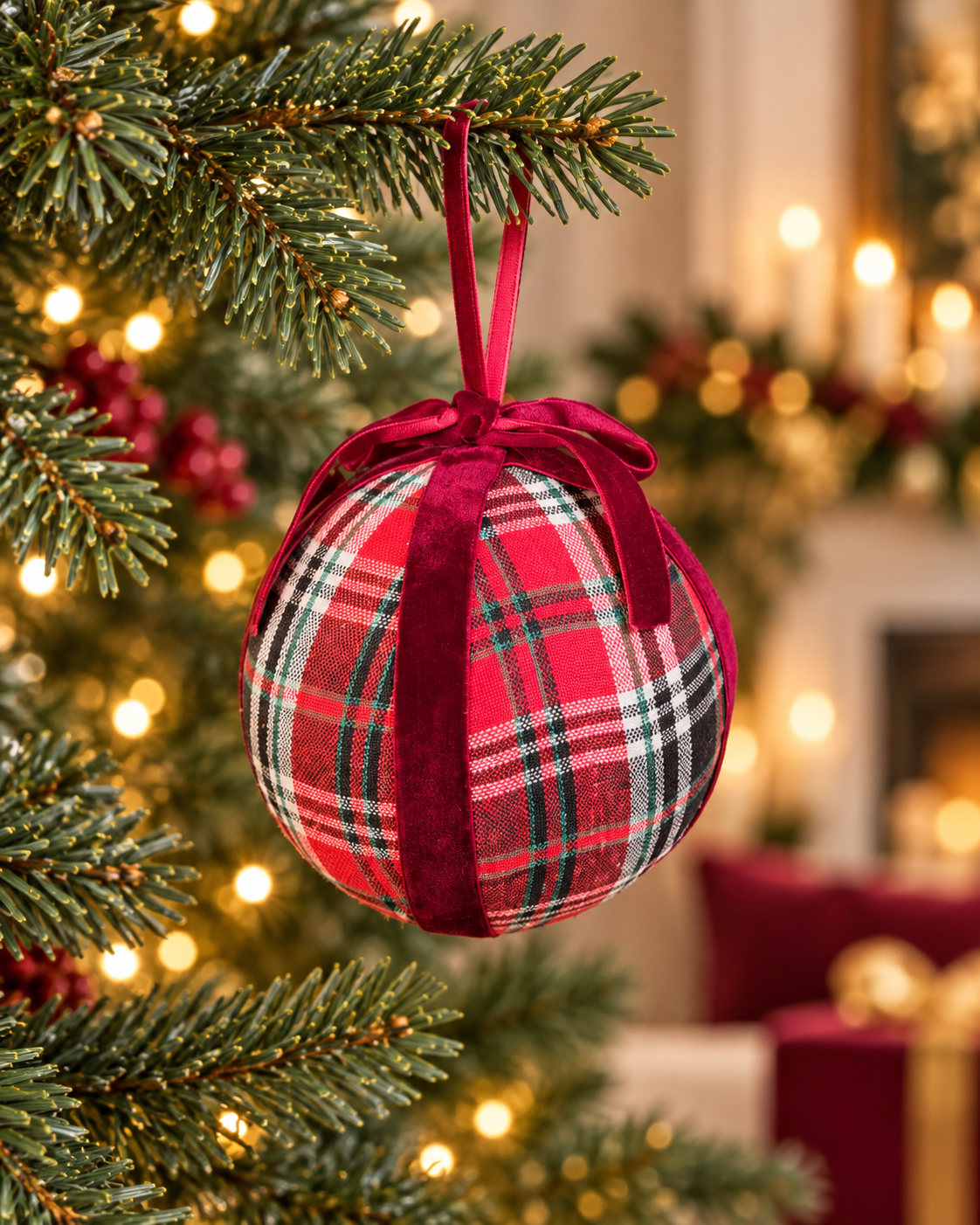 12CM Ralph Lauren plaid With Velvet Ball