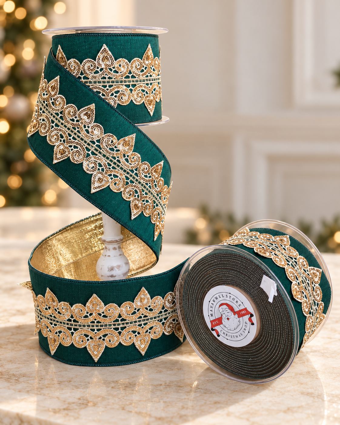Emarled Green With Gold Ribbon